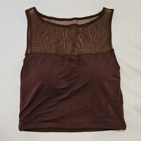 Sheer Mesh Brown Top - Picture 6 of 9